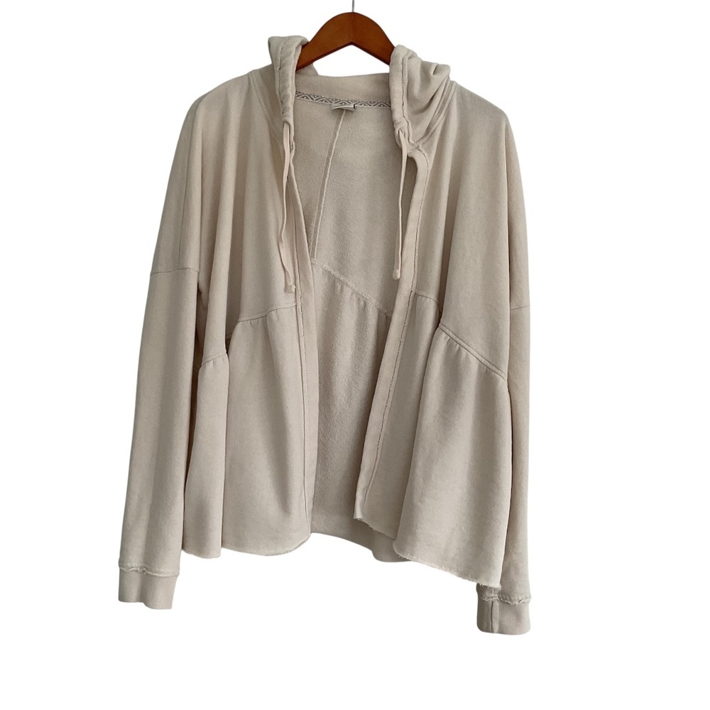 Abercrombie & Fitch Open Front Peplum Hoodie XS/S Cream Boho Y2K Feminine Lounge